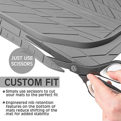 CAR PASS Deep Dish Rubber Floor Mats for Cars Full Set,Heavy Duty Car Mats,Universal Waterproof Trim-to Fit Automotive Floor Mats for Truck Van SUV, Durable All-Weather Car Mats 3-Piece (Light Gray) - Image 8