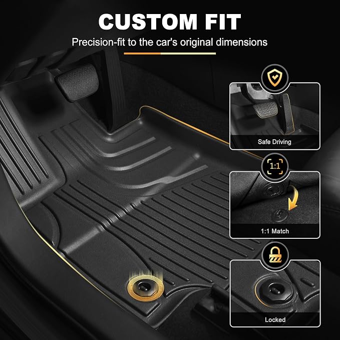 AOMSAZTO Floor Mats for Toyota RAV4 2013-2018 (NO Hybrid), Cargo Mat Set | Custom Fit Floor Liners & Cargo Liner with Seatback Mat All-weather Easy to Clean Heavy Duty Waterproof Trunk Mat - Image 3