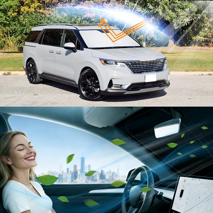 Windshield Sun Shade for Kia Carnival 2022-2026 2024 2023 | Foldable, Full covered for windshield, Block UV Rays, Heat Reduction, Easy to install, Keeps Car Cooler - Image 6