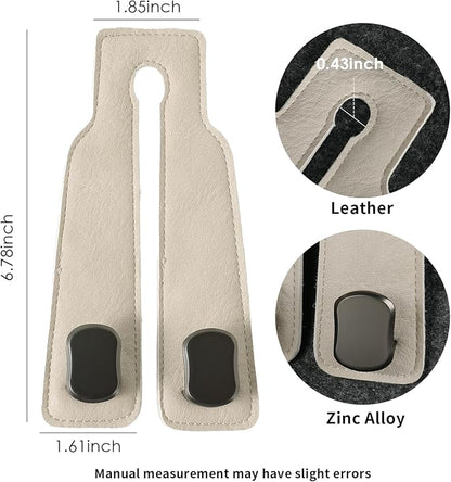 KINIVA Car Seat Headrest Storage Hooks, Set of 2, Suede PU Leather, Double Hooks (06-White) - Image 2