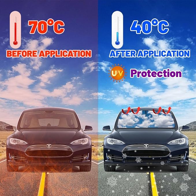 Blue Sky Clouds Car Windshield Sunshade Umbrella Car Foldable Umbrella Sunshade for Front Window UV Reflector Auto Windshield Umbrella Sun Shades Cover for Most Vehicles 57'' X 30'' - Image 6