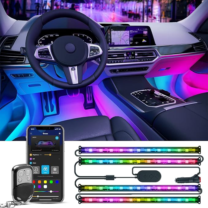 Govee Car Lights, RGBIC, Smart Interior Car Lights, APP&Remote Control | 72 LED Lights, for Decor, DIY Mode and Multiple Scene Options, 2 Lines Design by Govee