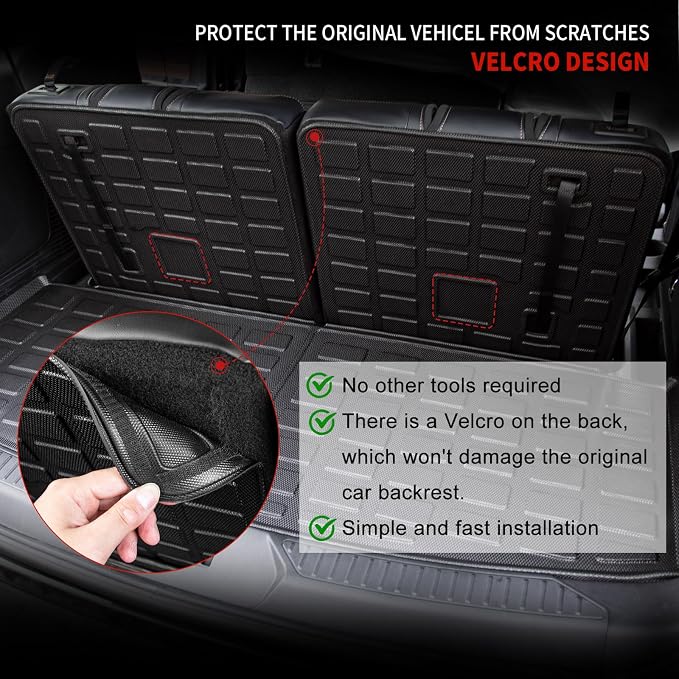 Floor Mats Set for 2020-2026 Ford Explorer 6 Seat | Trunk Mat Cargo Mat Cargo Liner TPE All Weather Seat Back Cover Protector 2025 Explorer Accessories - Image 7