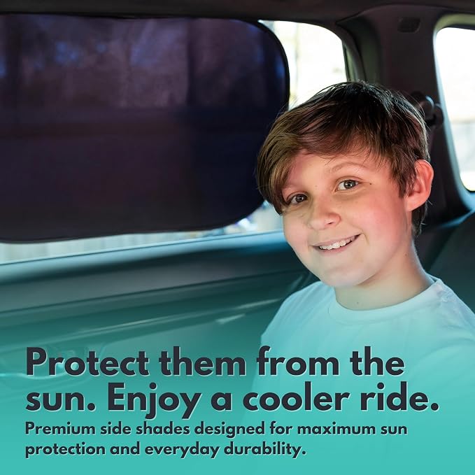 Car Window Shades - Certified 99.79% UVA & 99.95% UVB Sun Protection. Award Winning car Sun Shade for Side Windows. 4 Pack Transparent Shades 25" x 16" - Window Shade for car Baby by Kinder Fluff - Image 8
