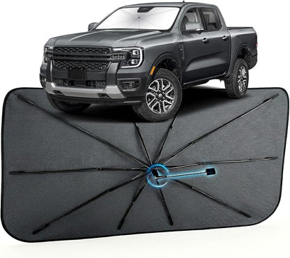 Car Windshield Sun Shade Umbrella for Ford Ranger 2019-2026, 1:1 Fit | [Reflective Coated Fabric] Car Shades Sun Visor Keep Car Cool and Protects Interior, Sunshade Umbrella for Front Window by MakeLifeBetter