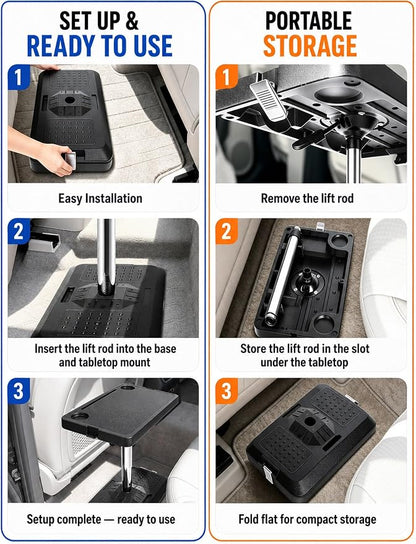 Car Seat Tray Table, Adjustable Car Desk for Laptop & Tablet, Multi-Function Travel Tray for Driver, Front Passenger & Rear Seats, Work & Eating Essential Car Accessory for Long Road Trips - Image 5