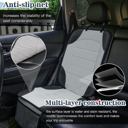 Sinvitron Car Seat Protector for Child Car Seat, Waterproof Car Seat Cover for Leather and Fabric Seats, 2 Mesh Pockets, Non-Slip Bottom, Thick Padding Cushion(1 Pack, Grey) - Image 6