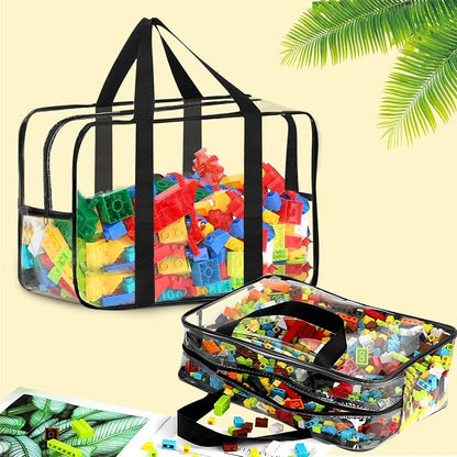 6 Packs Toy Storage Bags with Labels, Reusable Clear PVC Board Game Storage, Travel Waterproof Organizer Bags with Zipper Large Capacity (L, XL, XXL) - Image 4