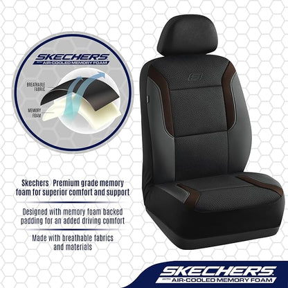 Skechers Memory Foam Car Seat Covers, Air Cool Mesh Thick Seat Covers,Car Seat Covers Front Seats Airbag Compatible, Automotive Comfort Protection for Most Cars,Van,Trucks, SUVs,Brown - Image 4