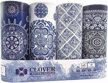 CLOVER Round Tube Facial Tissues & Car Tissues - Travel Tissues in Compact Cylinder for Cup Holder, Office, Bedroom, Vanity (Lition, 3-Ply, Pack of 4) by CLOVER