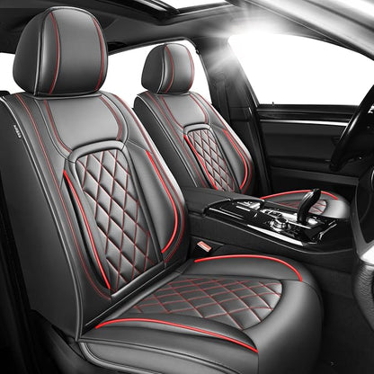Fit RAV4 Premium Leather Car Seat Covers for Toyota RAV4 2007-2025 2026 - Waterproof，Breathable，All-Weather Seat Cushion Protecto & Airbag Compatible, 2 Front Seat Red Line Black by Unknown