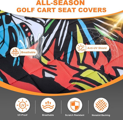 PGmoon Golf Cart Seat Covers with 4 Front Pockets & Nonskid Bottom | Universal Golf Cart Seat Towel Blanket Fits for EZGO, Yamaha, Club Car and More 2 Person Seats Golf Carts - Image 2