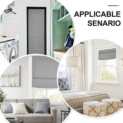 NICETOWN Silver Grey Magnetic Blackout Door Blinds, No Drill Roman Shade | Front French Door Curtain for Window, Thermal Insulated Light Blocking Shades, Sidelight Glass, 24" W x 64" L, 1 Panel - Image 8