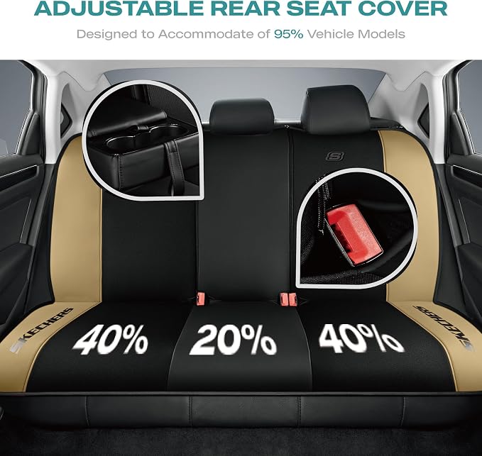 Skechers Car Seat Covers,GOGA Mat Oxford Cloth Seat Covers,Waterproof Car Seat Covers Full Sets,Automotive Universal Fit Seat Cover for Most Cars, Suvs, Trucks,Beige - Image 3