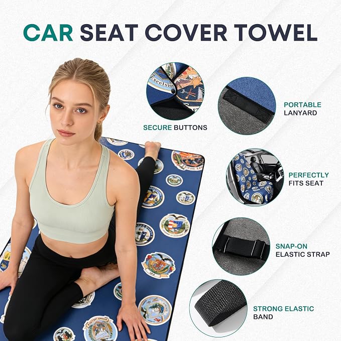 FLORICH Car Seat Cover Towel, Car Seat Protector Front Seats, Sweat Towel Car Seat Covers for Post Gym Workout, Running, Swimming and Beach, Non-Slip Car Seat Towel Covers Fit for Most Cars Trucks SUV - Image 4