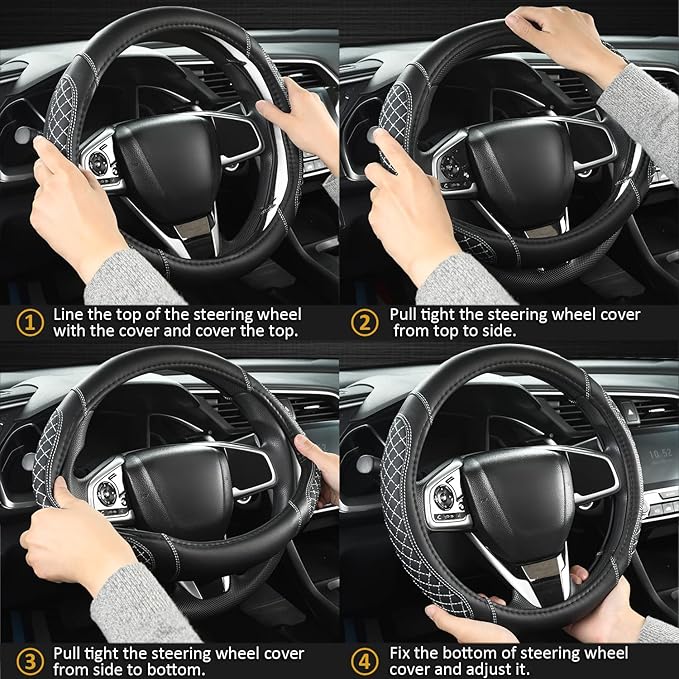 West Llama Customized Auto Car Steering Wheel Cover for Toyota Rav4 Corolla Camry Highlander (Black+Pink-Standard Size) - Image 5