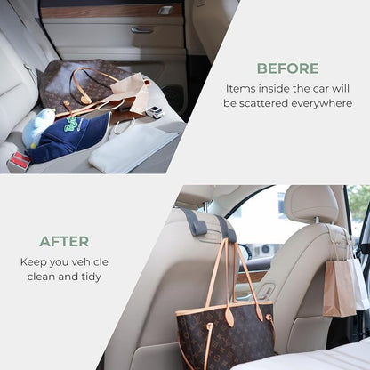 2 Pack Purse Holder for Car, Universal Leather Car Seat Hook, Car Organizer | Extra Wide & Deep Hook; Soft Leather Wrapped; Flexible Hanging Design - Image 8
