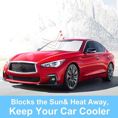 Windshield Sun Shade for 2014-2024 Infiniti Q50 Accessories | Full covered for windshield, Foldable & Durable, Block UV Rays, Reduce Heat, Easy to install, Keep Car Cooler - Image 6