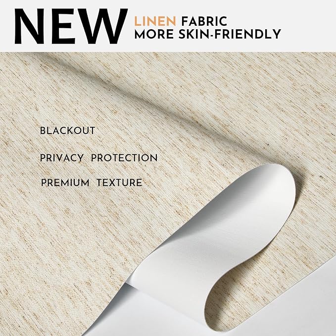 Persilux Blackout Roller Shades for Window Blinds,Cordless,Linen Fabric,Thermal Insulated Fabric UV Protection Shades for Home,Office,Bedroom,Door,Blackout-Cream,27 1/2" W X 72" H - Image 2