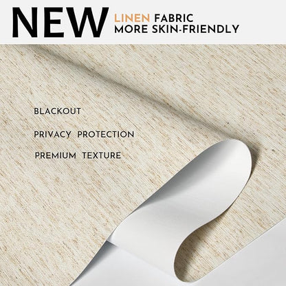 Persilux Blackout Roller Shades for Indoor Window Blinds,Cordless,Linen Fabric,Thermal Insulated Fabric UV Protection Shades for Home,Office,Bedroom,Door,Blackout-Cream,Custom Size - Image 2