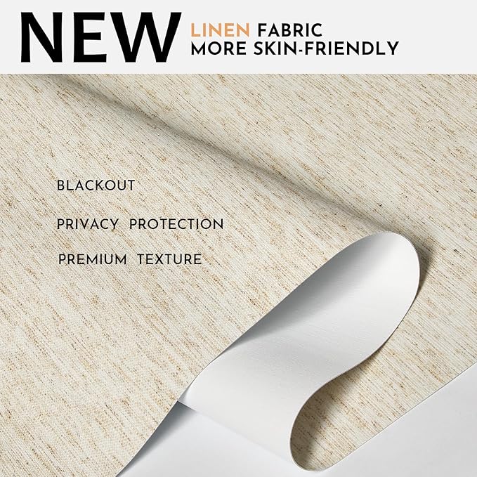 Persilux Blackout Roller Shades for Window Blinds,Cordless,Linen Fabric,Thermal Insulated Fabric UV Protection Shades for Home,Office,Bedroom,Door,Blackout-Cream,35" W X 72" H - Image 2