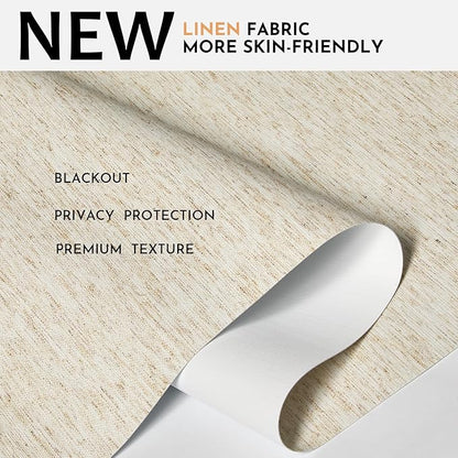 Persilux Blackout Roller Shades for Window Blinds,Cordless,Linen Fabric,Thermal Insulated Fabric UV Protection Shades for Home,Office,Bedroom,Door,Blackout-Cream,35" W X 72" H - Image 2