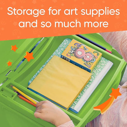 HearthSong Foldable Lap Desk for Kids with Storage - Ideal Floor Desk for Drawing, Studying, Portable Folding Travel Lap Table, Versatile Bed Desk & Lap Tray, Green - Image 6