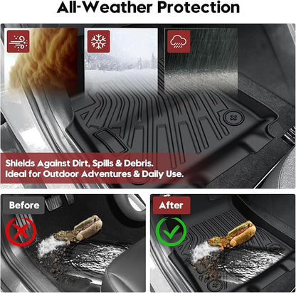 T TGBROS Floor Mats for Jeep Cherokee Hybrid 2026 (Not for Gas), All Weather Custom Fit TPE Floor Liner Set with Front Rear Mats Trunk Cargo Liner Backrest Mat Full Coverage 4PCS - Image 3
