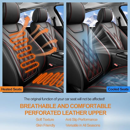 Car Seat Covers for GMC Acadia 2007-2026, Full Set, Redline | Luxury Full Coverage Leather Seat Protectors, Waterproof Breathable, Non-Slip, Easy to Install, Airbag Compatible, All-Season - Image 7