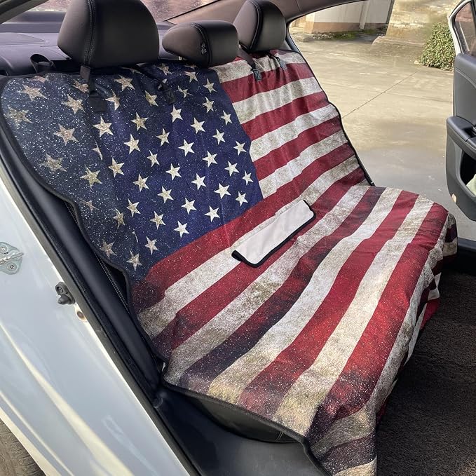 Waterproof Backseat Cover for Car Trucks Van SUV Jeep,Rear Bench Towel Seat Covers,(USA Flag) - Image 2