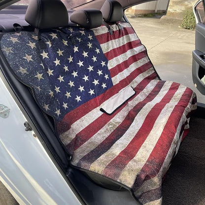 Waterproof Backseat Cover for Car Trucks Van SUV Jeep,Rear Bench Towel Seat Covers,(USA Flag) - Image 2