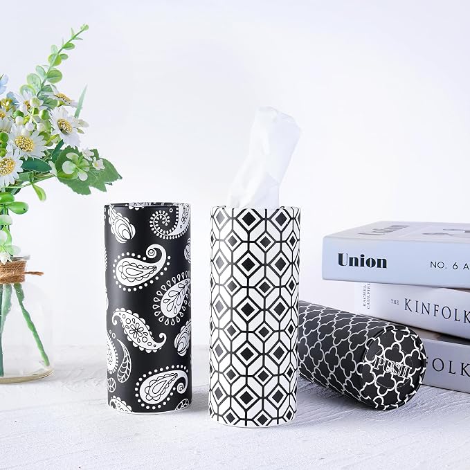 Car Tissues with Facial Tissue, 4 Pack Geometric Tissue Cylinder for Car Cup Holder, 2 Ply 50 Count Travel Tissues Tube for Console, Minimal Pattern Car Accessories - Image 6