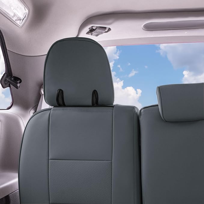 FH Group Custom Fit Car Seat Covers Specifically Made for 2011-2020 Toyota Sienna 7 Passenger, Car Seat Cover 3rd Row, Automotive Seat Covers in Solid Gray Faux Leather, Waterproof and Washable - Image 5