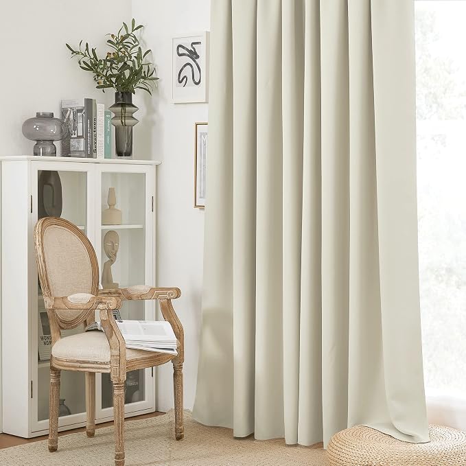 RYB HOME 2 Panels Doorway Curtains | Thermal Insulated, Privacy, Rod Pocket, Easy Installation, Drapes for Living Room Bedroom Dining Room, W34 x L80, Beige - Image 5