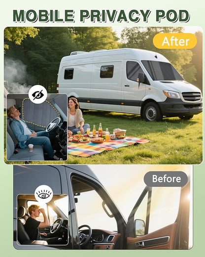 Van Window Covers Fit for Mercedes Sprinter NCV3 VS30 2019-2025 | Blackout Privacy & Thermal Insulation Magnetic Van Front Door Side Window Shades, Gray (Pair) - Image 2