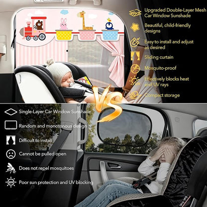 LEIWOOR 2-Pack Magnetic 2 Layers UV Protection Car Window Shades for Baby | Privacy full/half shade baby car window shades with curtain header breathable heat block back curtain for truck van sedan SUV - Image 4