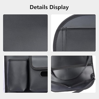 Viaviat Car Seat Organizers Waterproof Backseat Protector with Storage Pocket Large Leather Kick Mats for Kids Pets Automobile SUV Truck (Black, Large Pocket) - Image 7