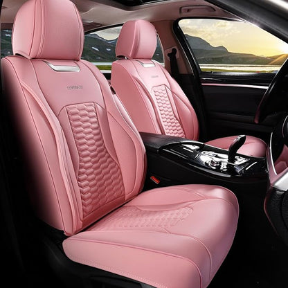 Coverado Front Car Seat Covers, Premium Nappa Leather Waterproof Front Seat Protectors, Universal Automotive Seat Covers Compatible with Most Vehicles (Pink) by COVERADOAUTO