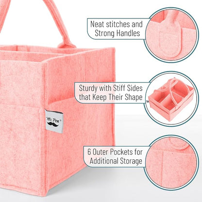 Mr. Pen- Baby Diaper Caddy Organizer, 2 Pack, Pink | Nursery Storage Bin and Car Organizer for Diapers and Baby Wipes - Image 3