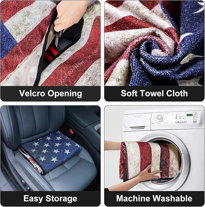 Back Seat Cover for Car Trucks Van SUV, Waterproof Rear Bench Towel Seat Covers for Dogs and Kids, Non-Slip Automotive Backseat Protector, Machine Washable (Bench Flag) - Image 2