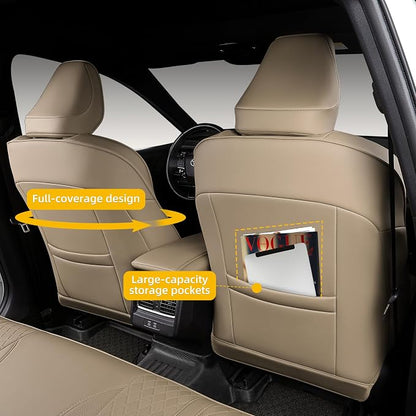 Custom Fit Camry Seat Covers for 2025 2026 Toyota Camry LE SE - Beige | Waterproof Faux Leather Full Coverage, Car Seat Protectors Full Set with Armrest Covers, Airbag Compatible - Image 5