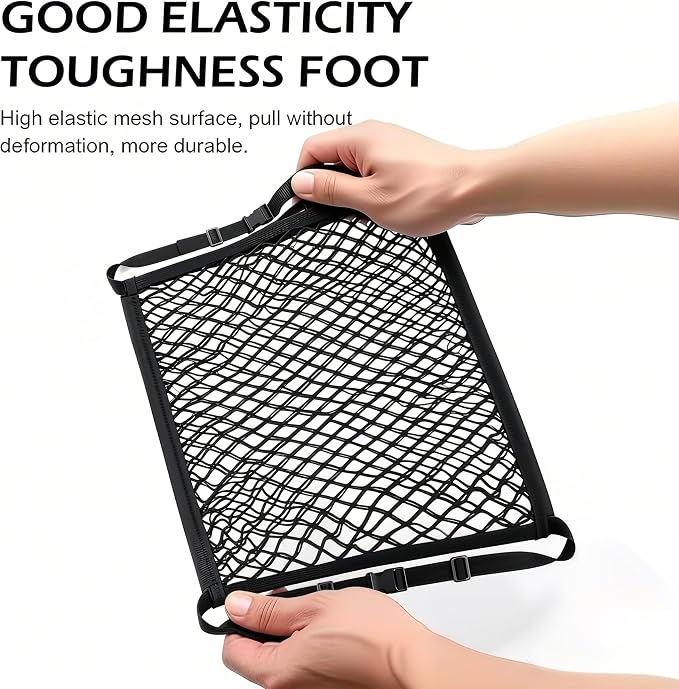 Car Seat Organizer Net, Versatile High Elastic Storage Net with Adjustable Buckle, Passenger Seat Mesh Purse Holder, Universal for Most Cars (Black) - Image 3