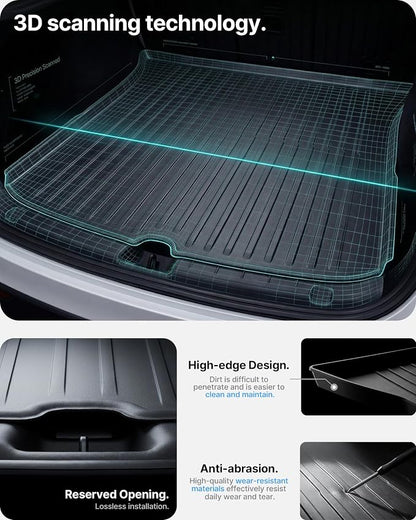 4 Pcs Floor Mats for Tesla Model Y Juniper Accessories 2025 2026 (Standard/Premium/Performance) 5-Seater, All Weather Custom Fit TPE Trunk Mats Cargo Liner Anti-Slip - Image 4