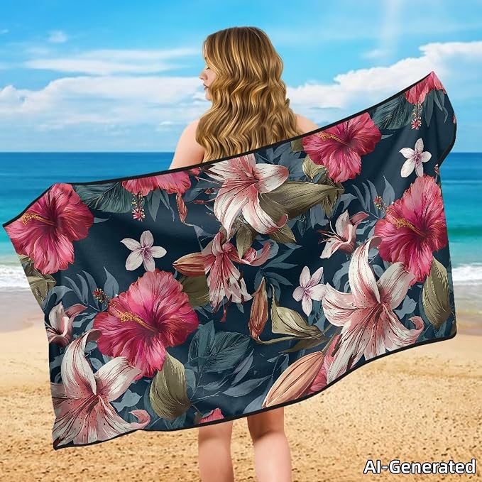 SEANATIVE Car Seat Cover Car Towel - Washable Sweat Protector for Workout, Sports Towel Cushion Cover, Women Men Dogs' Universal Seat Covers for Cars Trucks SUV, Hibiscus Flowers Print - Image 4