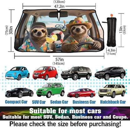 Funny Sloth Car Windshield Sun Shade Umbrella Bendable Handle Foldable Animal Print Sloth Sunshade for Car Windshield Block UV Rays Keep Vehicle Cool for Most Sedans SUV Trucks Cars 57"x30" - Image 6