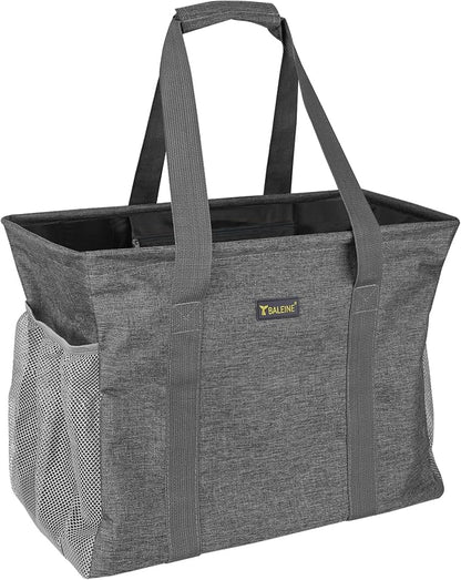 BALEINE Extra Large Utility Tote Bag with Reinforced Wire Frame, Reusable Grocery Bag for Shopping, Picnic (Grey, 16.5''x14''x10'') - Image 9