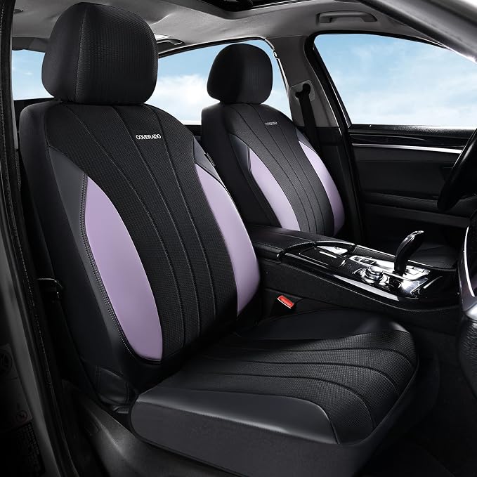 Coverado Car Seat Covers 2-Pack, Seat Covers, Waterproof Leather Car Protectors Front Seats, Luxury Universal Fit Seat Covers for SUV, Truck, Sedan and Most Vehicles by COVERADOAUTO
