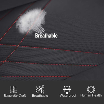 kingphenix Car Seat Cover, PU Leather Front Bottom Seat Protector | Front Bottom Seat Protector, Non-Slip Backing, Edge Coverage and Easy Installation for Sedan, SUV, Truck & Van, Black&Red - Image 3