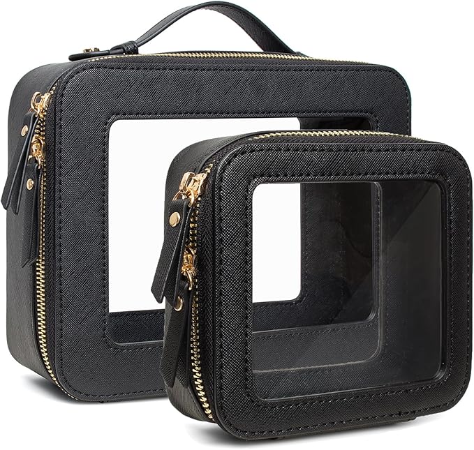 Travel Clear Makeup Bag Set, TSA Approved Cosmetic Bag Case with Zipper Portable Makeup Pouch Toiletry Bag Traveling Cosmetic Organizer Storage Bag Car Organizer Car Essentials by FFpaw