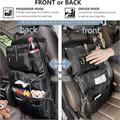 2 Pack Tactical Seat Back Organizer - Heavy Duty MOLLE Panel Organizer with Multiple Pockets & Seat Side Pocket Panel for EDC Gear, Road Trip Essentials Fit for Car SUV Truck Ford (Black integrated) - Image 4
